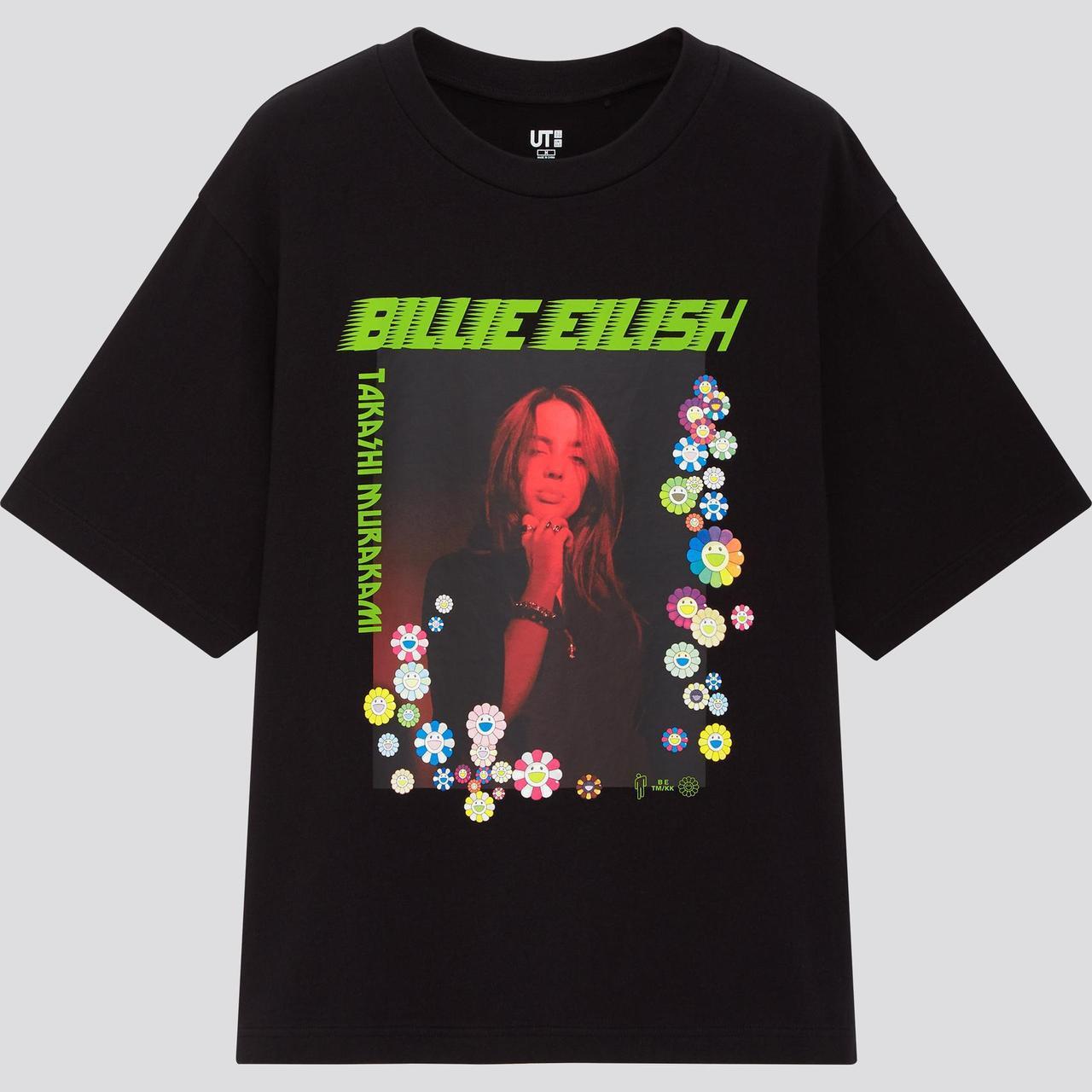 Футболка Біллі Айлиш Billie Eilish з квітами Чорна Розмір