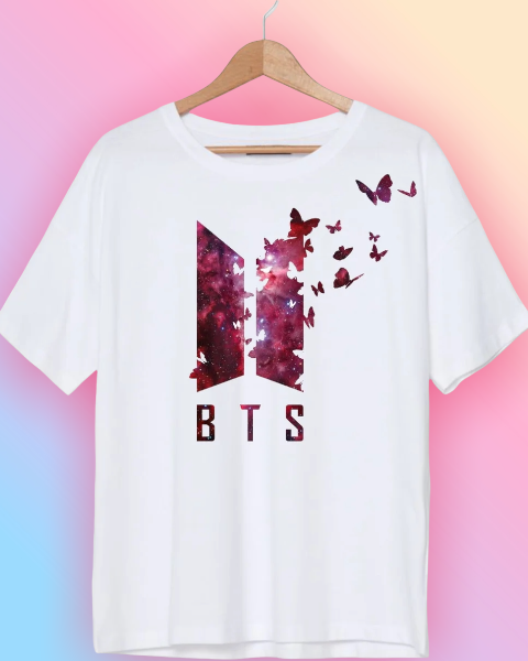 Футболка Bangtan boys БТС BTS метелики Біла Розмір