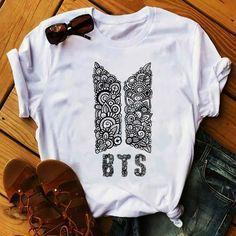 Футболка Bangtan boys БТС BTS чорний лого Біла Розмір