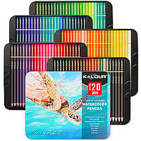 Преміум -набір акварельних олівців KALOUR 120 кольорів, метал. пеналі