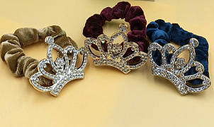 Гумки для волосся оксамит із прикрасою 12 шт./пач.