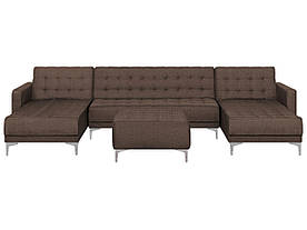 5-місний кутовий диван-ліжко з тахтою коричневий ABERDEEN