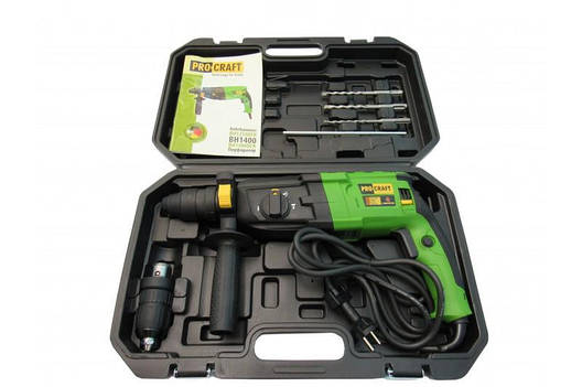 Перфоратор Procraft BH1400 DFR кейс, два патрони три бура, 5 Дж, 4000 уд \хв, фото 1