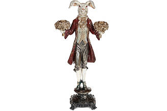 Декоративна статуетка-підсвічник Білий кролик 40.5см, колір - червоний
