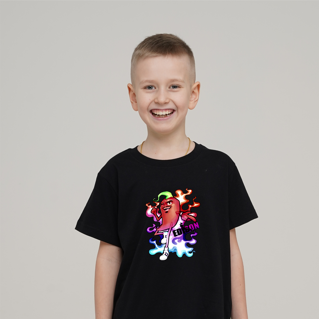 Футболка мерч Едісона Чорна РОЗМІР 128, фото 1