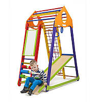 Детская разноцветная игровая площадка с горкой «BambinoWood Color Plus» ТМ Sportbaby, размер 1.7х0.85х1.32м