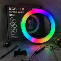 Кільцева світлодіодна LED лампа RGB MJ26 (26 см) USB для блогера, селфи, фотографа, візажиста
