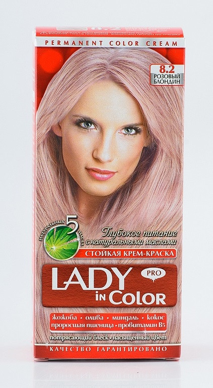 Lady in color фарба для волосся №8.2 Розовый блондин (3800023405359)