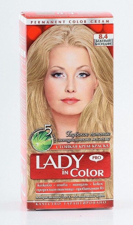 Lady in color фарба для волосся №8.4 Бежевый блондин (3 800 023 405 335)