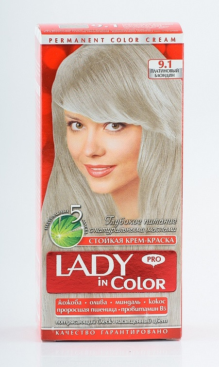 Lady in color фарба для волосся №9.1 Платиновый блондин (3 800 023 405 311)