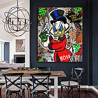 Картина на полотні для офісу в стилі поп арт  Скрудж Мак-Дак і гроші.