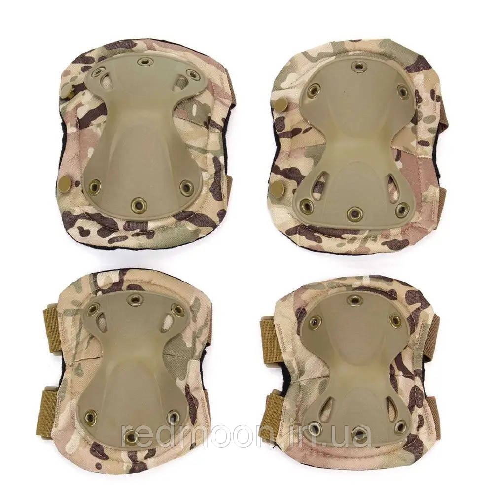 Комплект захисту налокітники та наколінники Камуфляж Eagle KN-04 / Захист тактичний регульований, фото 1