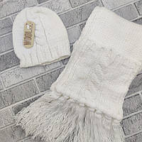 Набір підлітковий шапка+ білий шарф 30032831