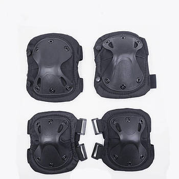 Комплект захисту налокотники і наколенники Чорний, Eagle KN-04 / Захист тактичні регулювані Чорний