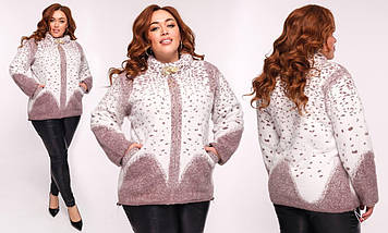 Коротка тепла кофта на змійці з альпаки великих розмірів, фото 2