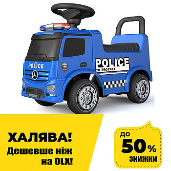 Дитяча каталка-толокар Police Mercedes (машинка, музика, на батарейці) Поліція Bambi 657-4 Синій