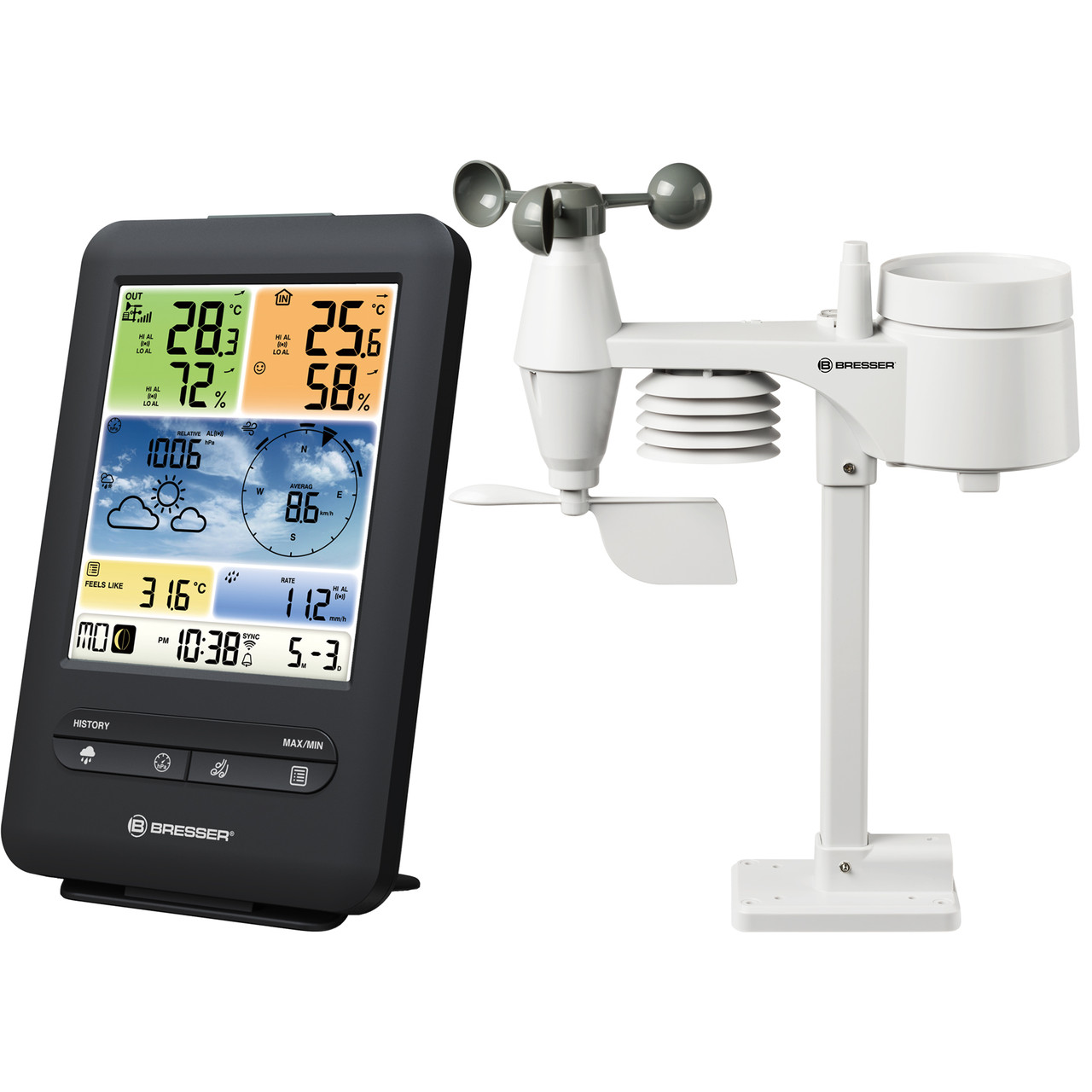 Метеостанция Bresser Weather Center 5-in-1 V WIFI Professional colour