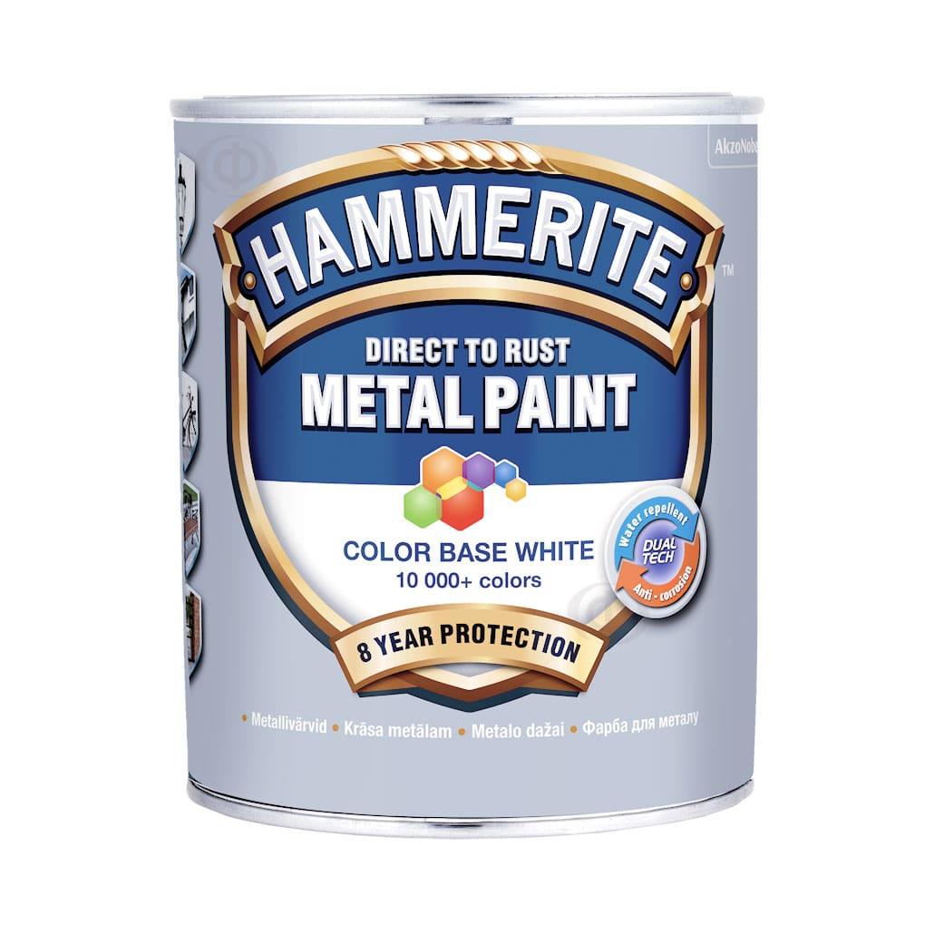 Фарба 3 в 1 по металу Hammerite Metal Paint Base Smooth захисна, біла, BW, 0.7 л