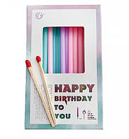 Свечи на день рождения "Macaron", 10 шт + 2 спички, h - 10 см