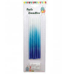 Свічки на день народження Ombre blue, 6 шт, висота 15,5 см