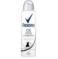 Рексона Дезодорант-спрей Невидимый на чорном и белом Rexona Women Invisible Fresh 0% Aluminium 150мл