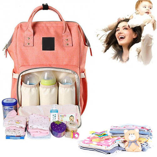 Сумка рюкзак для мамы и малыша розовый многофункциональный органайзер ...