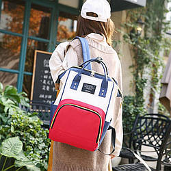Сумка органайзер для мами та малюка червоний багатофункціональний рюкзак mommy bag портфель для мам на коляску