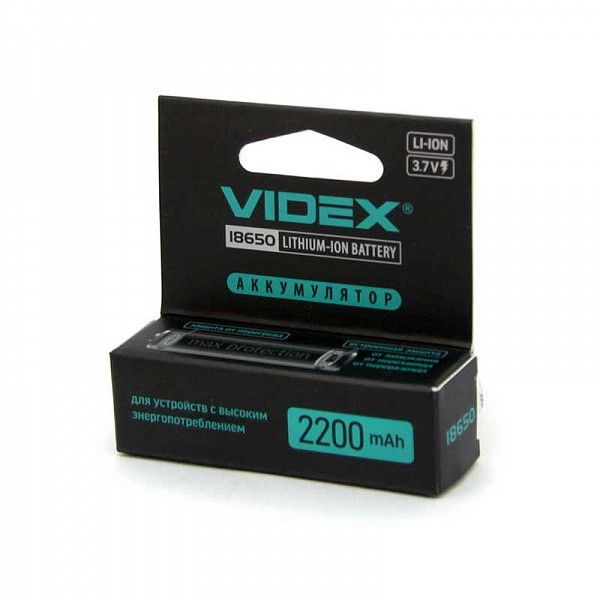 Аккумулятор Videx Li-Ion 18650-P (Защита) 2200mAh color box/1шт - фото 4 - id-p1668097080