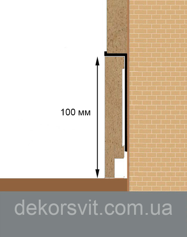 Плинтус скрытого монтажа под панели  100 мм с МДФ накладной
