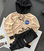 Спортивный костюм мужской nasa демисезонный осенний весенний бежевый комплект наса кофта штаны осень весна
