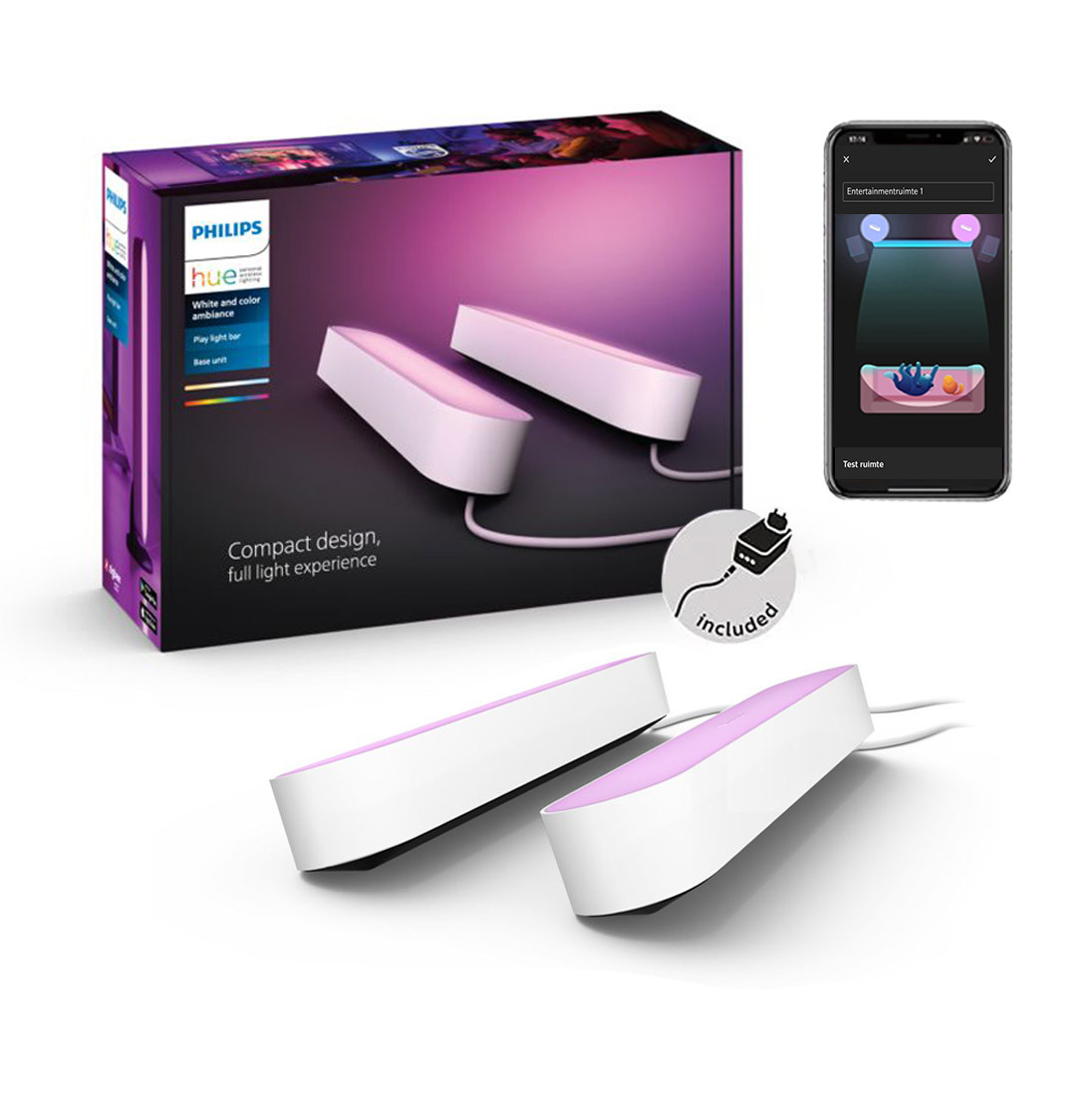 Світлодіодні панелі Philips Hue Play White and Color Ambiance 2 шт. Білий колір, ZigBee, HomeKit