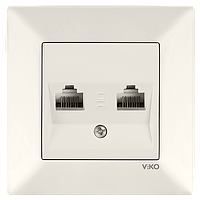 Розетка компьютерная двойная (RJ-45) Viko Meridian кремовая