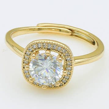 XUPING Кільце Позолота 18к з білими цирконами, Висота 1.1см, Розмір 16.5+