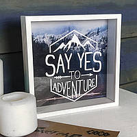 Дерев'яна скарбниця для грошей Say yes to adventure