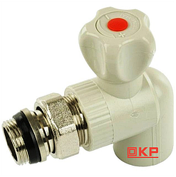 KP ппр кран радіаторний кутовий з прокладкою "антипротечка" 20x1/2