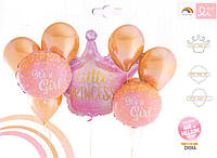 Набір тематичних кульок "Корона Little Princess". У наборі: 1 шт. 29" (72 см) + 2 шт. 18"(45см) + 6шт 10"(25см)