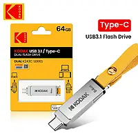 2 в 1 флеш-накопитель KODAK dual flash drive K243C 64Gb Usb 3,1+typeС