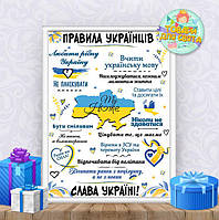 Постер "Правила Українців" А4+рамка -