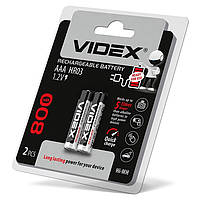 Аккумуляторы никель-металлогидридные VIDEX 1.2V 800mAh (HR03/AAA 800mAh double blister 2шт)