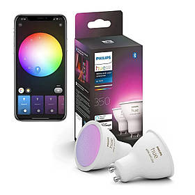 Розумні LED лампочки Philips Hue GU10 White and Color 350 лм 50Вт 5.7W, ZigBee, Bluetooth, Apple HomeKit, 2шт.