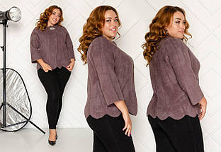 Коротка тепла накидка з альпаки на кнопках розміри напівбатал і батал, фото 4