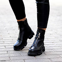 Черные кожаные демисезонные Ботинки женские повседневные, натуральные размер 36 38 40