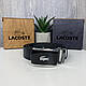 Чоловічий шкіряний ремінь у стилі Лакоста крокодил, чорний поясний ремінь Lacoste натуральна шкіра, фото 2