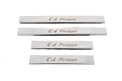 Накладки на пороги Carmos (4 шт., нерж.) для Citroen C-4 Picasso 2013-2022 рр