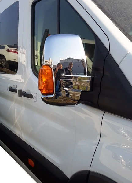 Накладки на зеркала (2 шт, хром) Полированная нержавейка для Ford Transit 2014-2024 гг - фото 1 - id-p1668213607