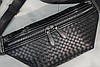 Чоловіча сумка бананка плетена чорна екошкіра, сумка-бананка поясна палітурка(BRT), фото 4