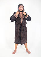 Халат мужской махровый с капюшоном шоколад Халат чоловічий махровий з капюшоном. 
56-58