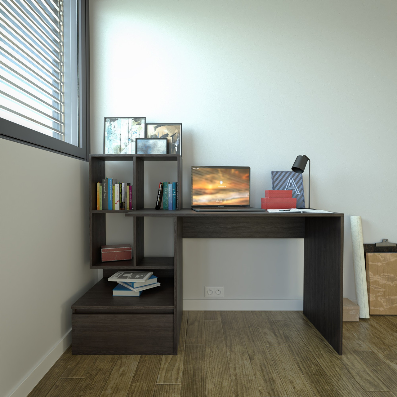 Стол Компьютерный Письменный с Полками и Ящиком Без Бренда MST-5 1450 ...