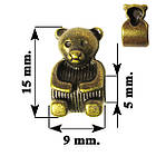 Набір 5 шт 15 мм Намистини Шарми Ведмідь Метал, Колір Бронза, Отвір 5 мм, Фурнітура Біжутерію, на Паракорд, фото 2