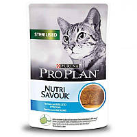Purina Pro Plan Sterilised Nutrisavour (Про План Стерилізед Треска) мус корм для котів стерилізів. 12 шт. х 85г